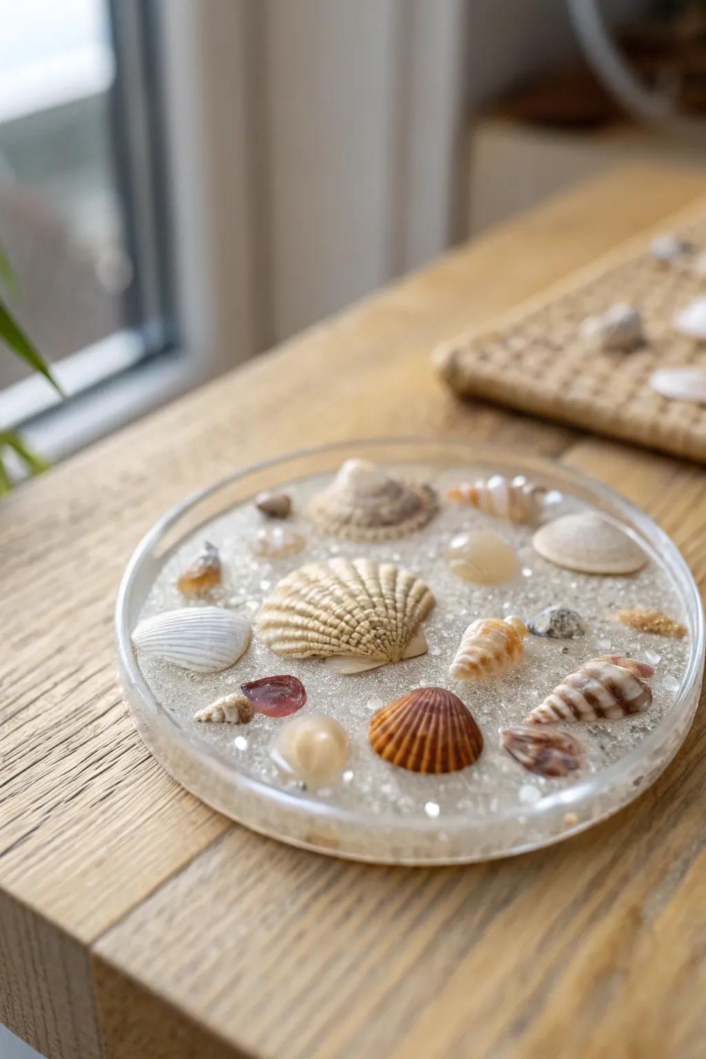 Bring the ocean's tranquility to your table with these exquisite seashell coasters. Each piece tells its own story of the sea.