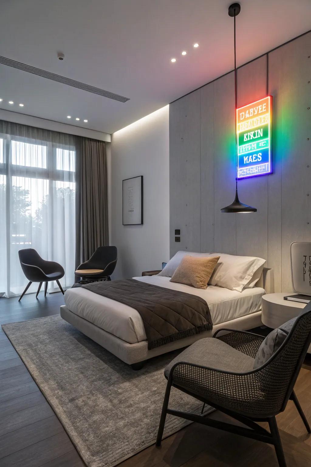 Change your bedroom's mood with a spectrum of colors.