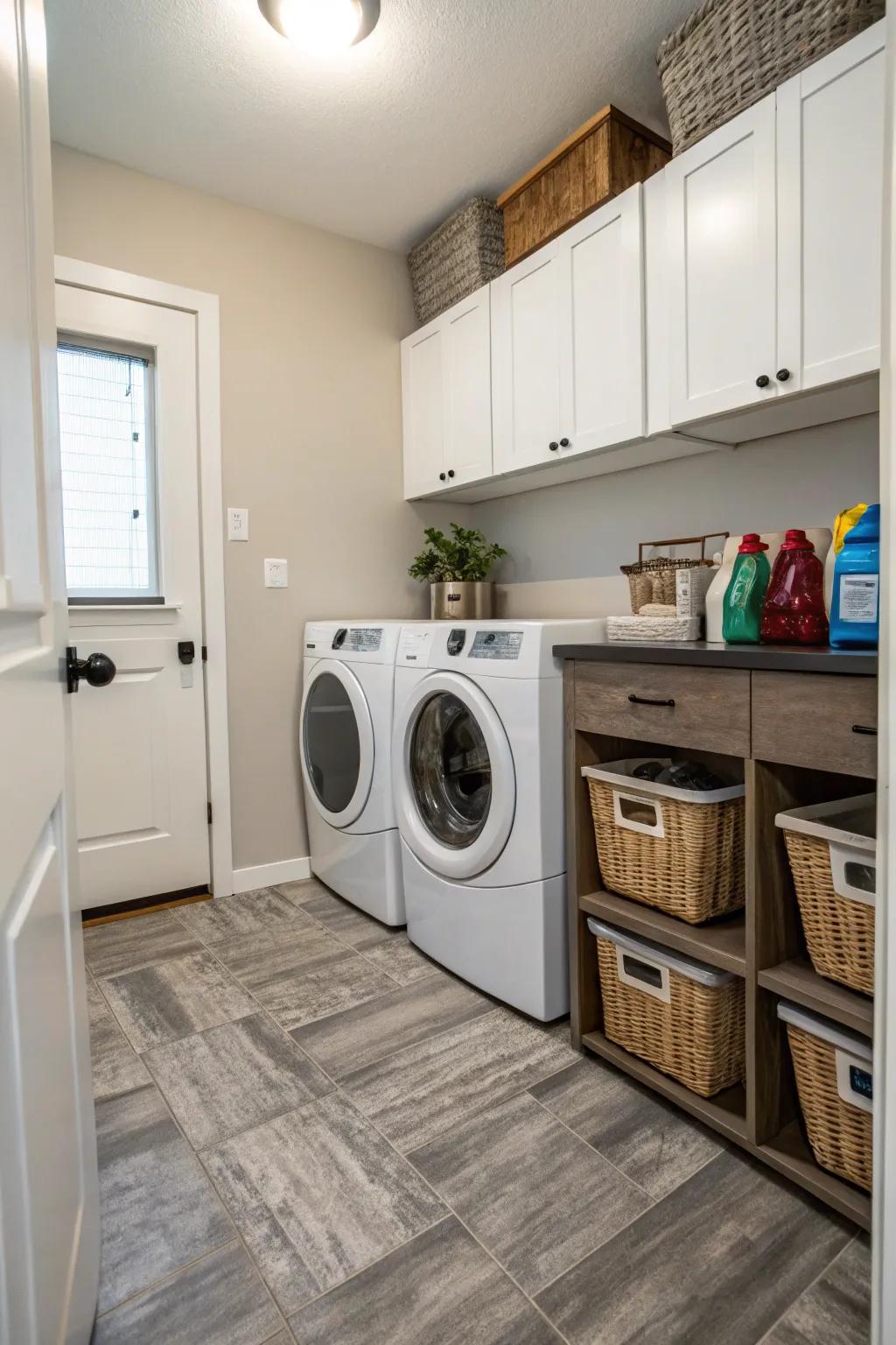 Durable flooring withstands the demands of dual-use spaces.