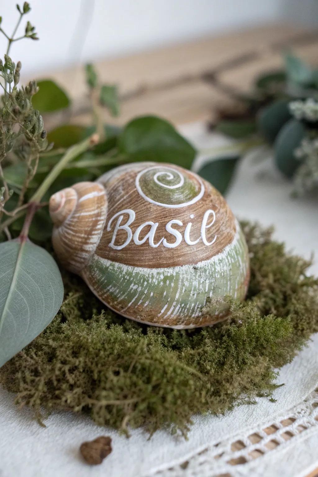 Add a touch of whimsy to your garden with handcrafted snail shell markers.