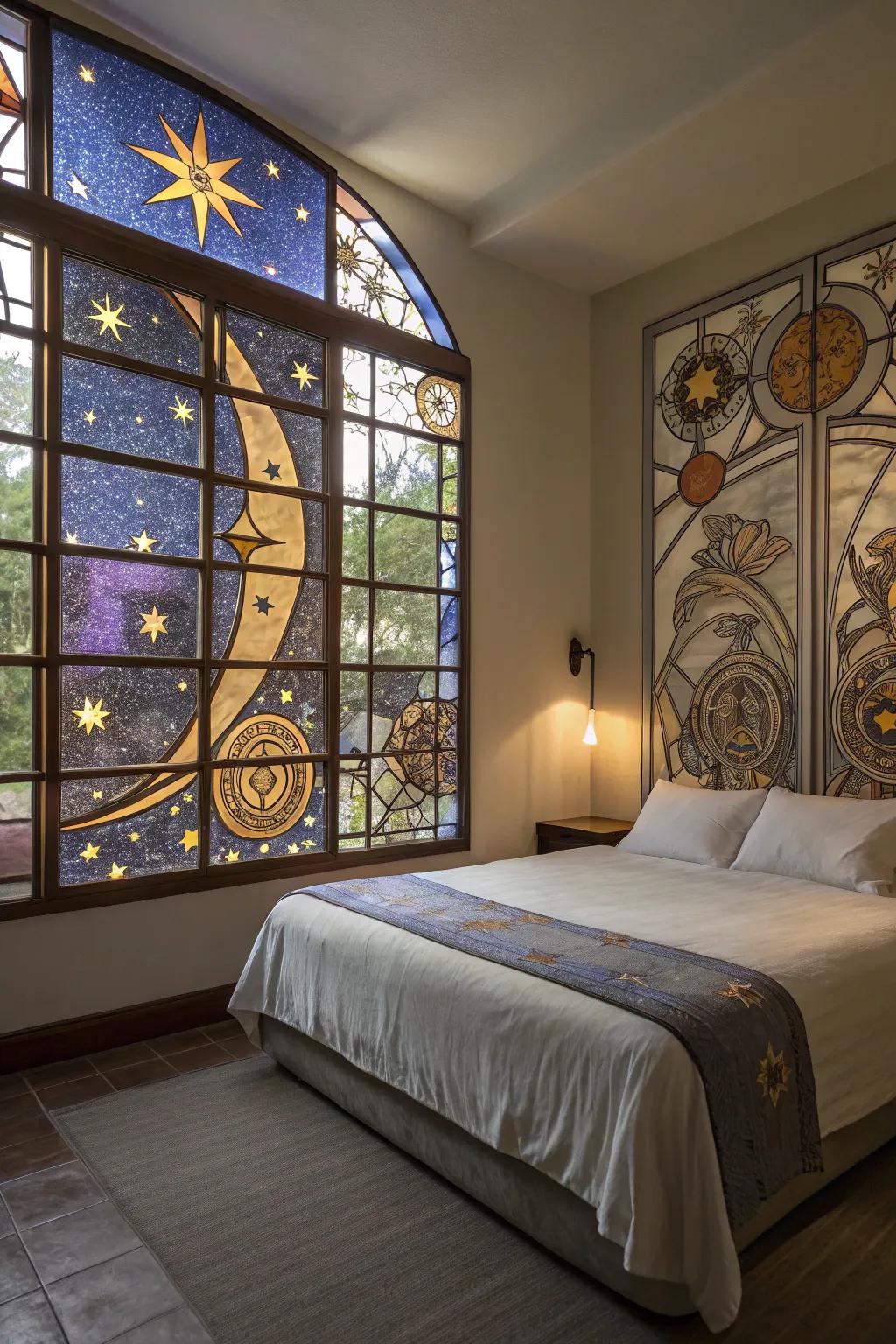 Celestial stained glass for a dreamy atmosphere.