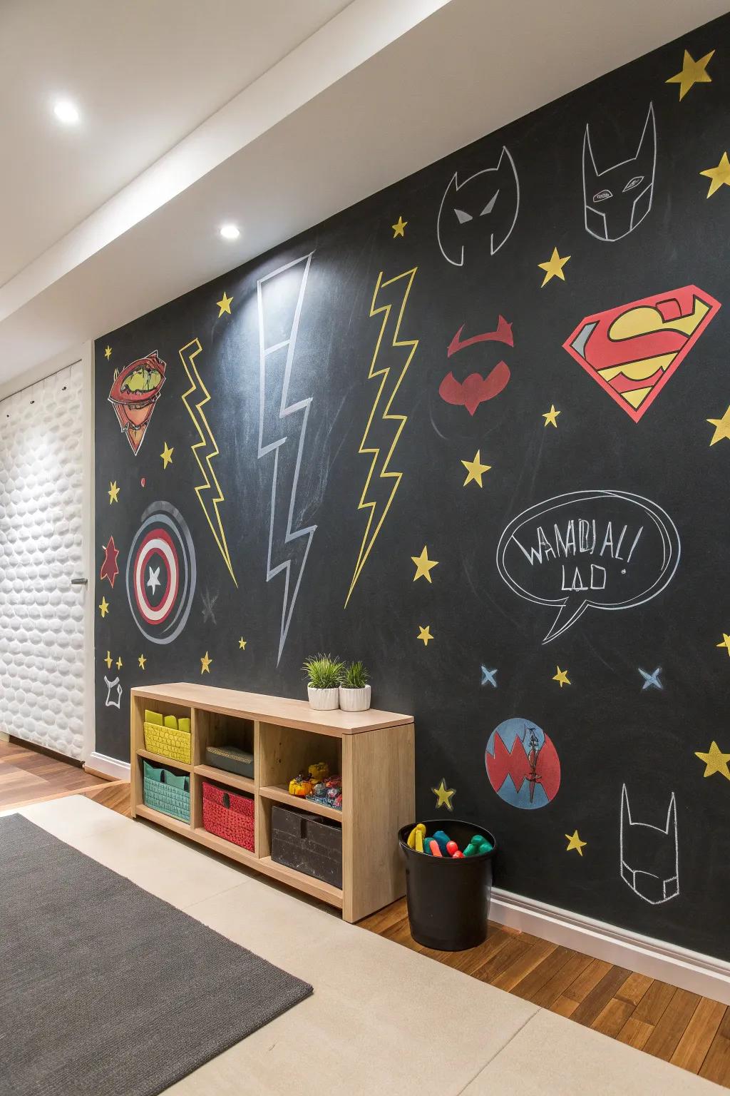 Transform your space with a Superhero Chalkboard Wall—where creativity meets adventure!
