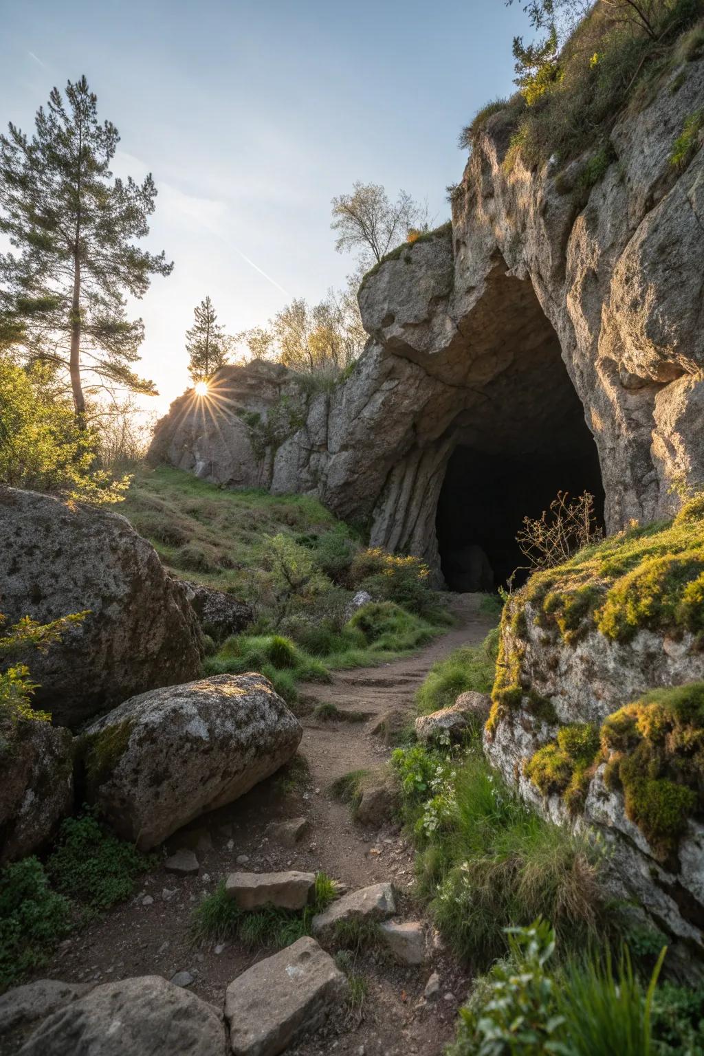 Find solace and protection in nature's rocky refuge.
