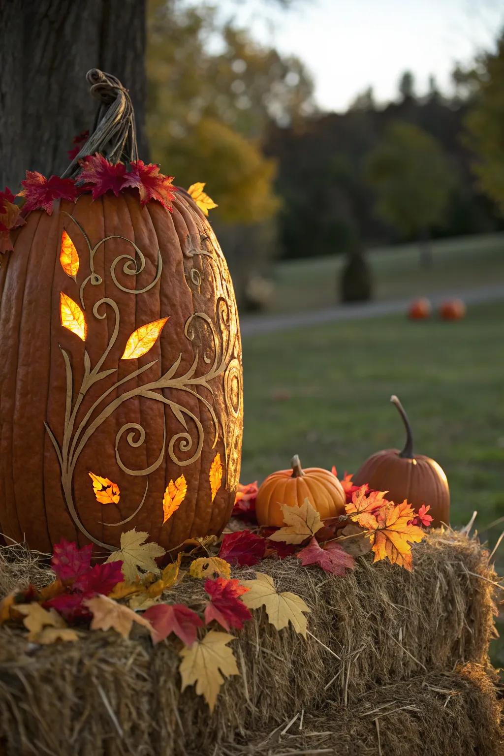Elevate your autumn decor with this rustic pumpkin masterpiece.