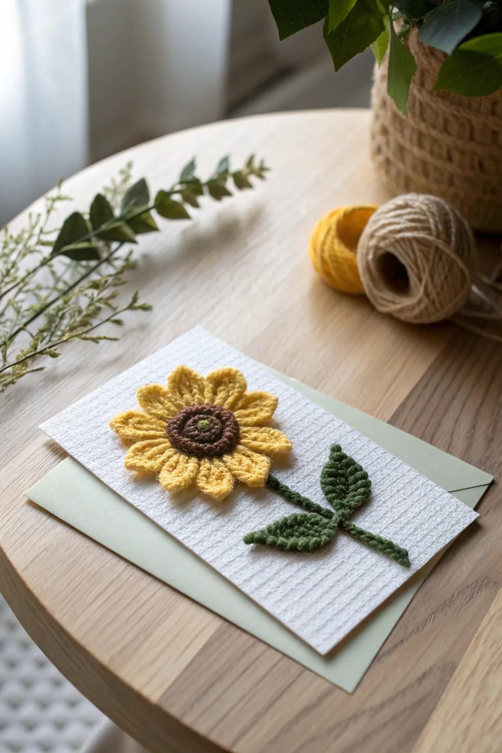 A touch of handmade charm: Celebrate your teacher with a unique sunflower doll card.