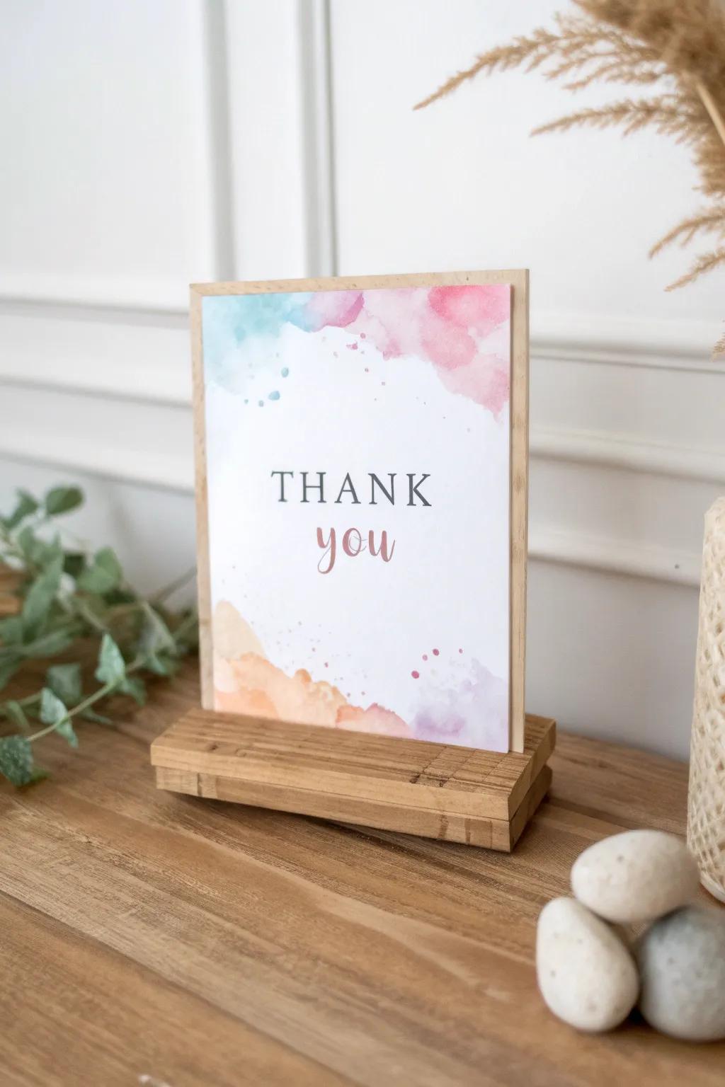 Express gratitude with artistic flair — discover the beauty of handcrafted watercolor thank you signs.