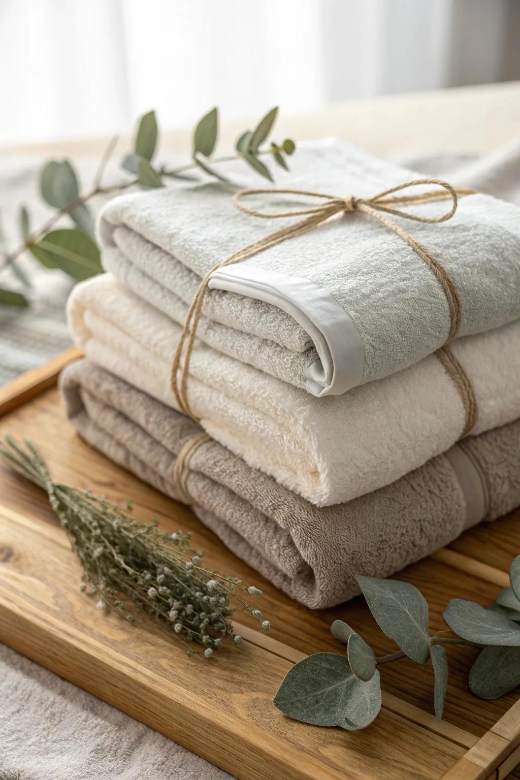 Embrace the beauty of simplicity with a chic towel gift set that speaks volumes in elegance.