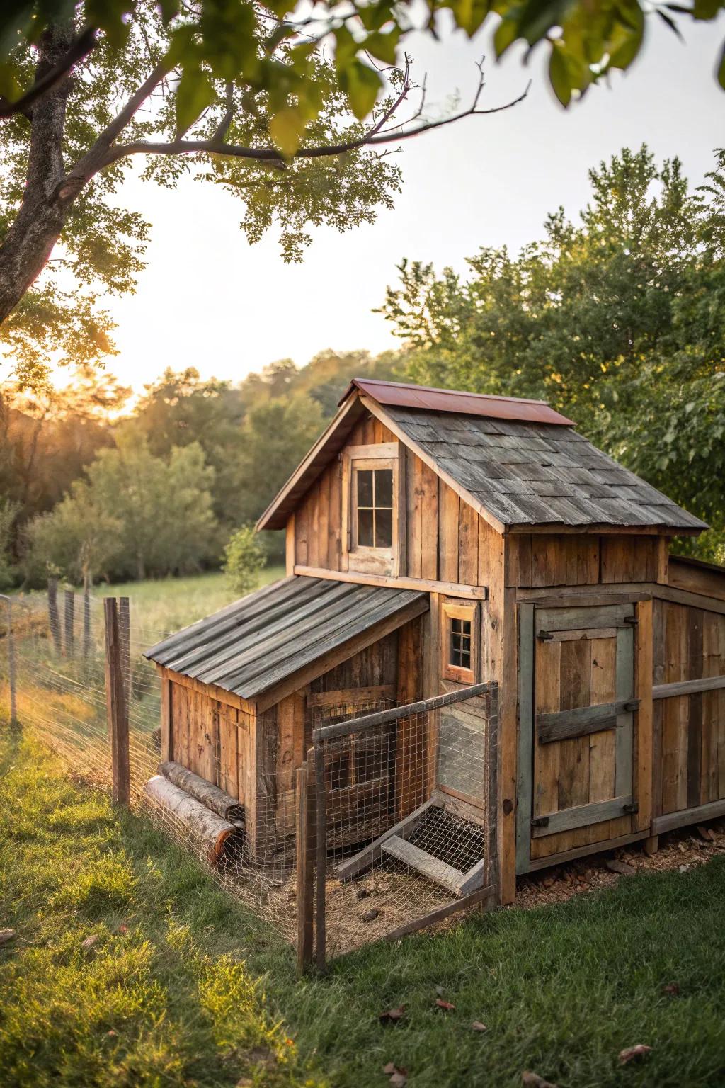 Rustic Elegance: A charming turkey haven crafted from reclaimed barn wood.