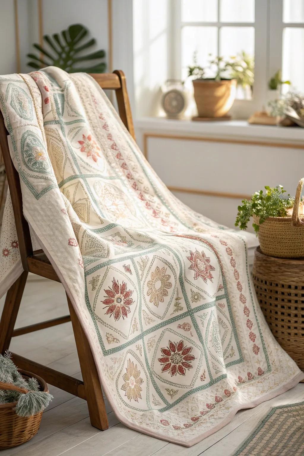 Craftsmanship in Every Stitch: Embrace the art of quilting with intricate patterns and delicate details.