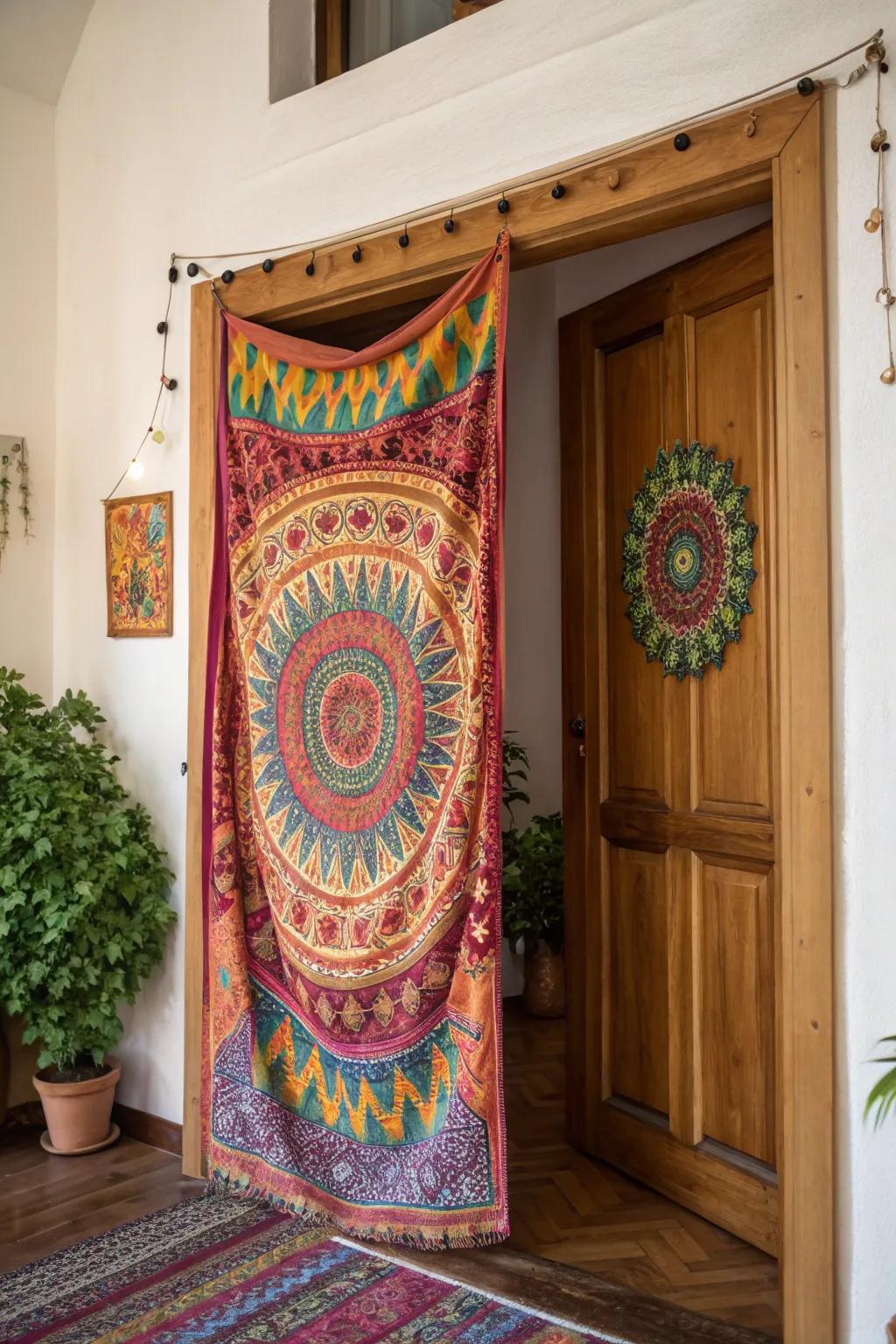 Tapestries add warmth and style while concealing doorways.