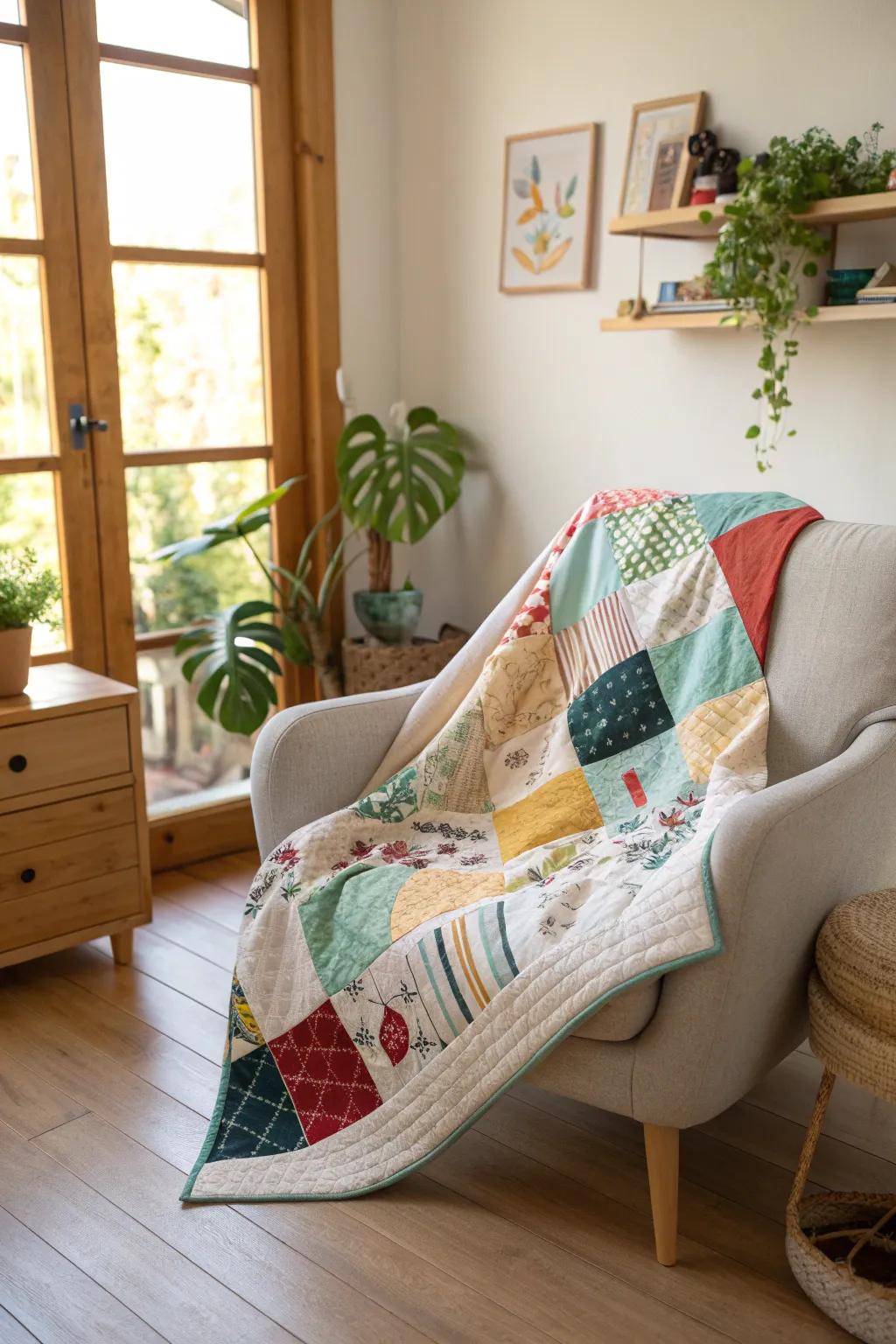 Wrap yourself in cherished memories with this stunning t-shirt quilt, a perfect blend of nostalgia and minimalist charm.