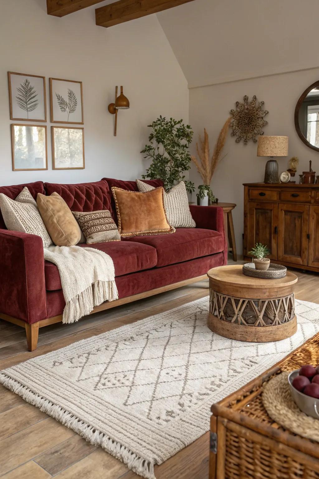 Incorporate different textures for a rich and inviting space.