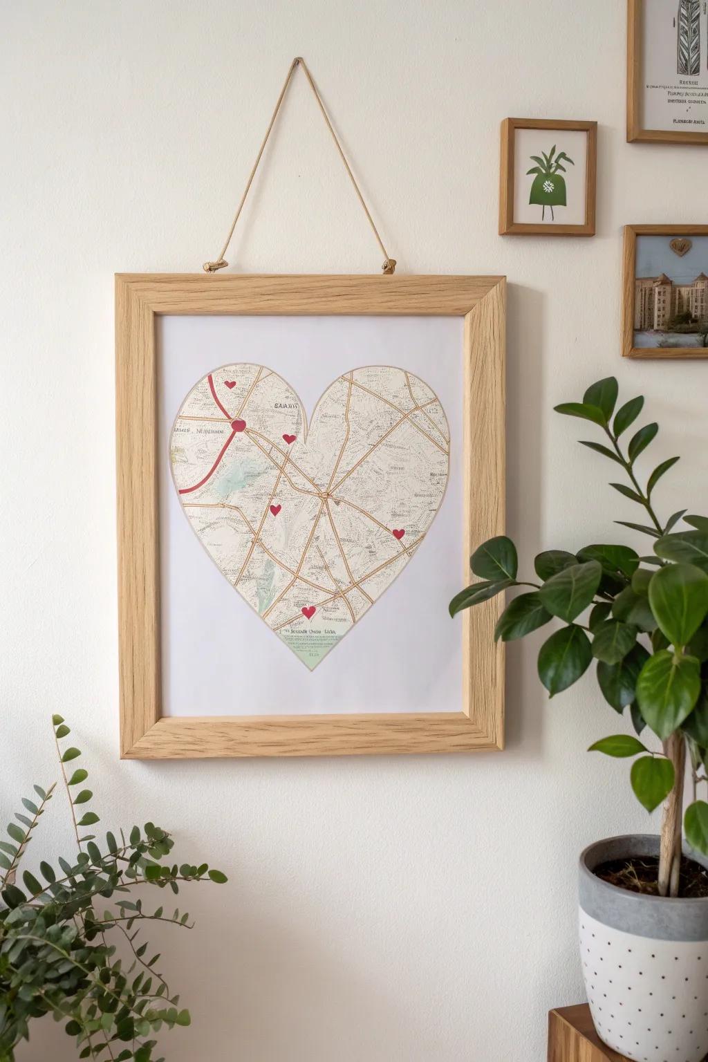Capture your journey together with a beautifully crafted heart map, highlighting the places that hold your fondest memories.