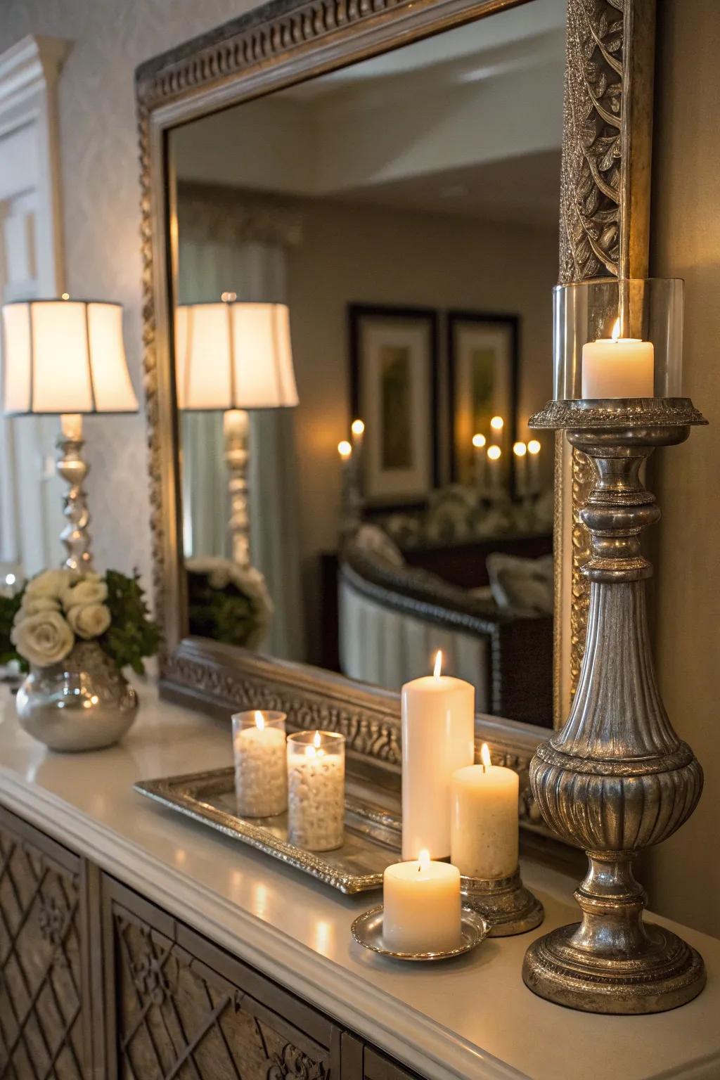 A vignette near a mirror enhancing space and light.