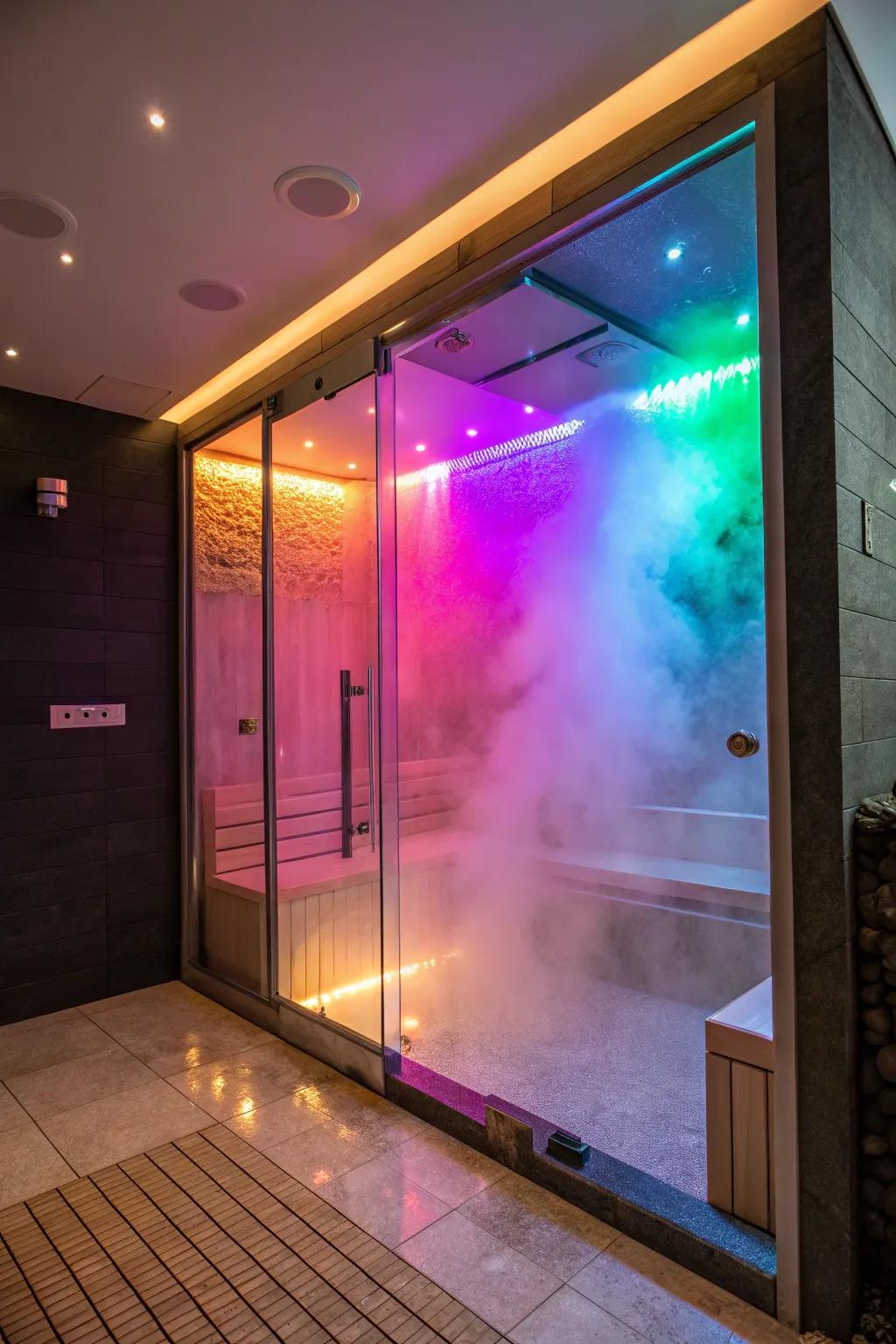 Chromatherapy lights transform your steam shower into a sensory retreat.