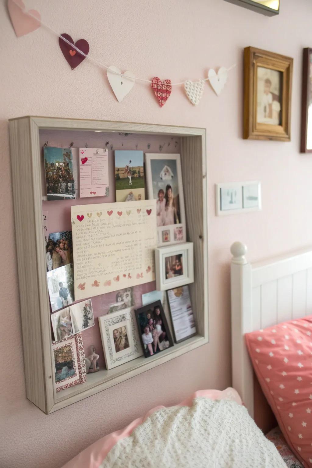 Celebrate your love story with a romantic shadow box.