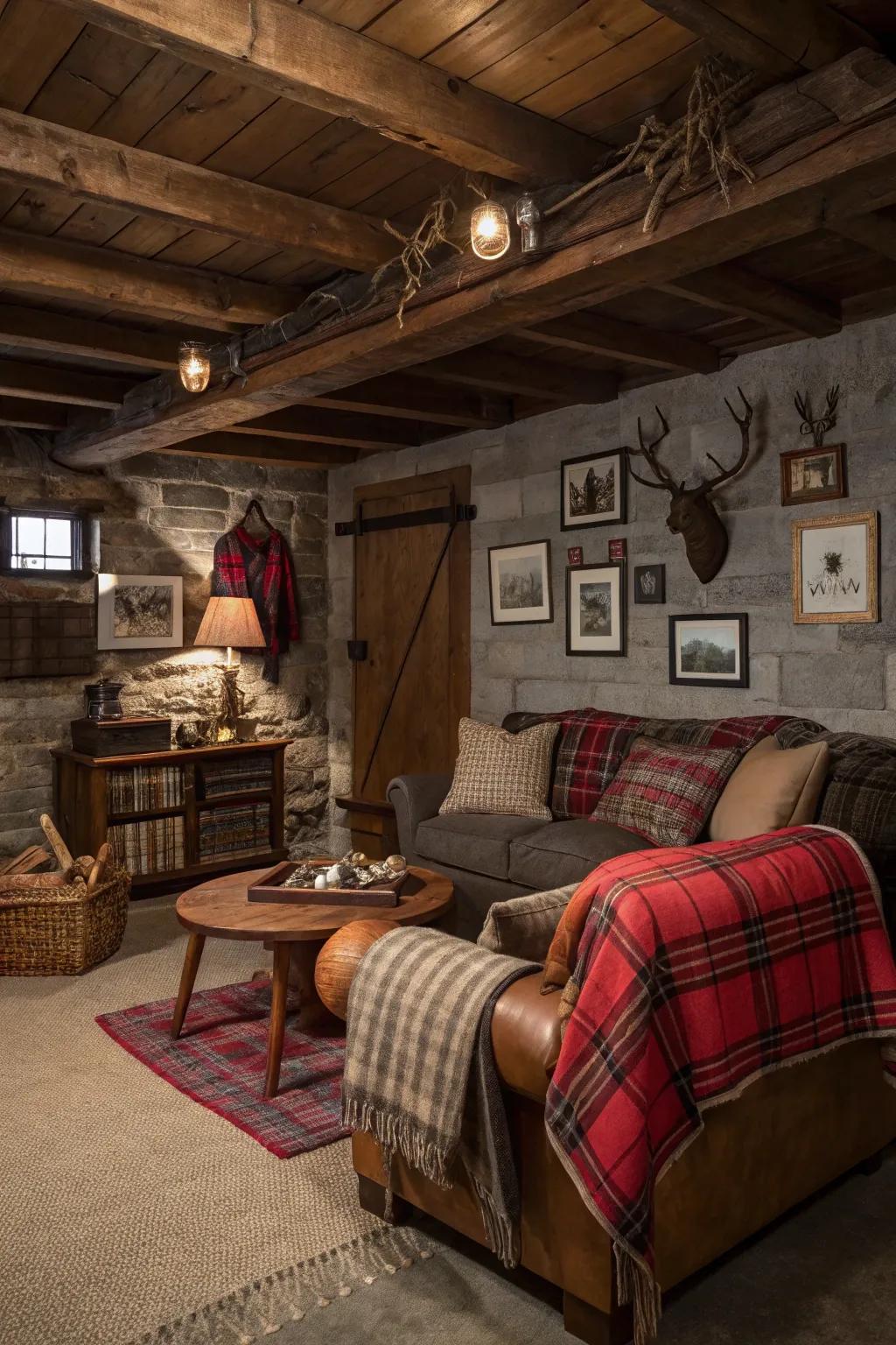 Plaid patterns and textures enhance the Western feel.