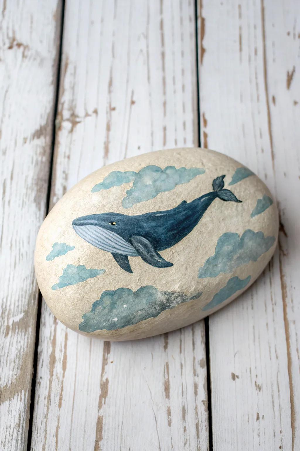 Whale in the Clouds: A blend of sea and sky, captured in a minimalist masterpiece.