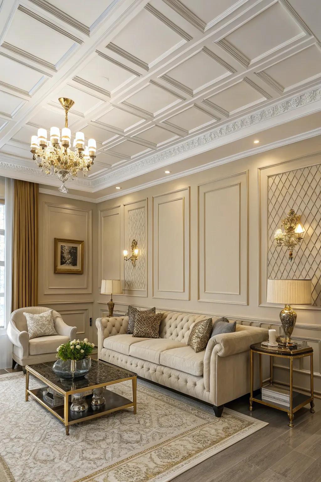 Luxurious layers with a blend of beige and white.