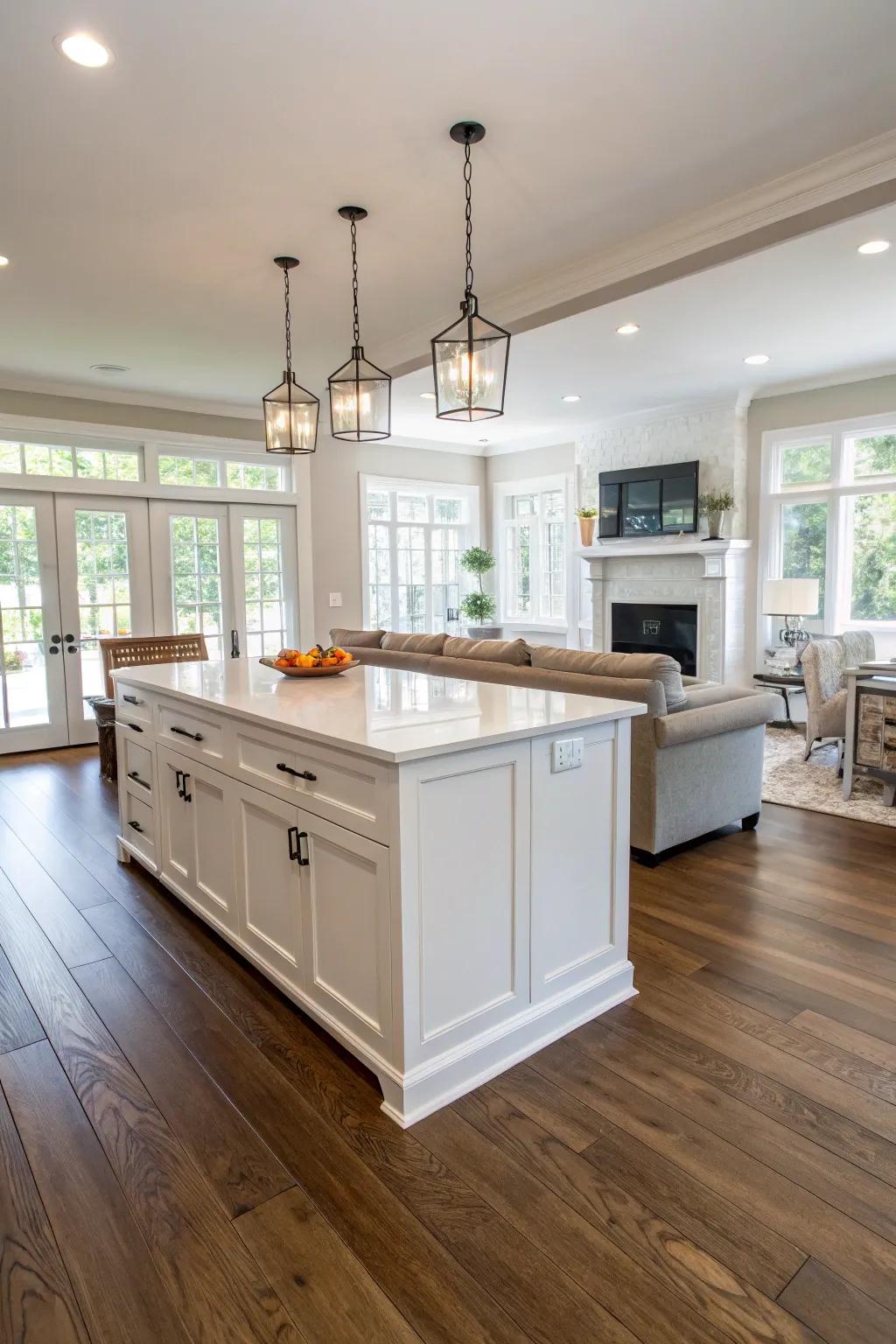 An open concept design that integrates the kitchen seamlessly with the living space.