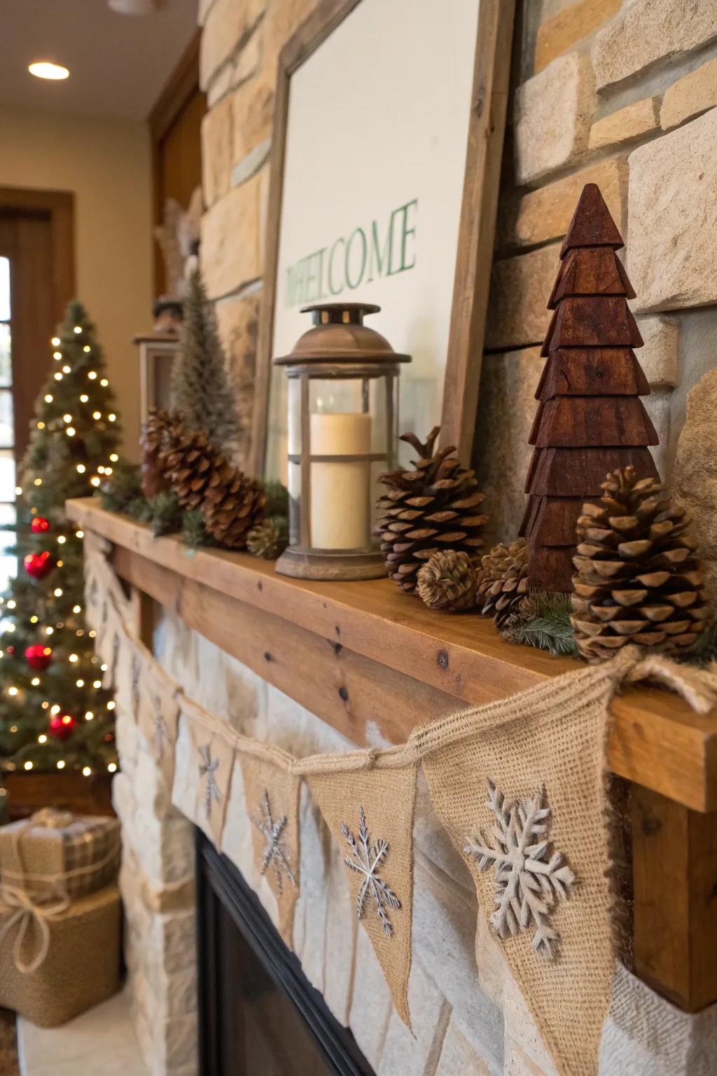 Achieve a cozy cabin feel with rustic, natural decor elements.