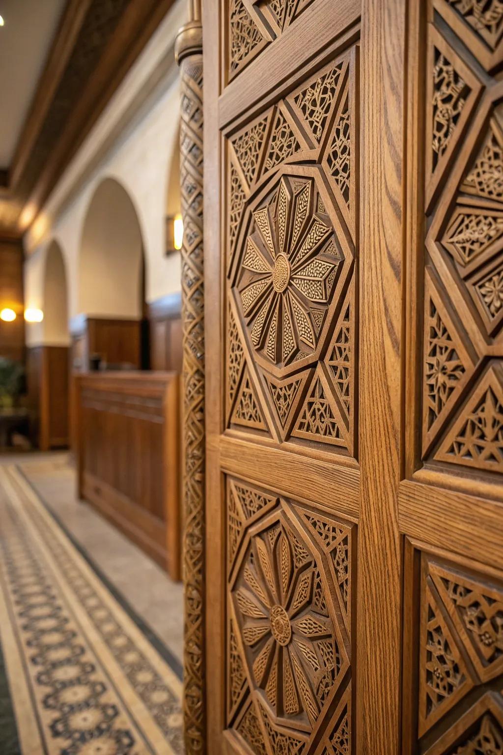 Elevate your space with stunning geometric wood engravings that capture the eye and transform any room.