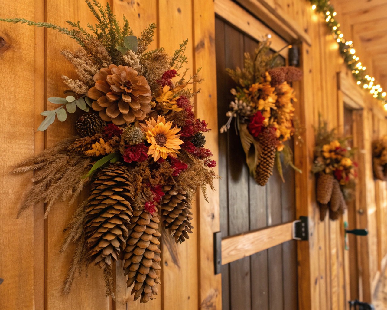 Pine cone flower art celebrates autumn's bounty with unique textures.